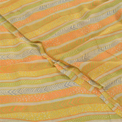 Sanskriti Vintage Sarees Multi Pure Georgette Silk Printed Sari 5yd Craft Fabric