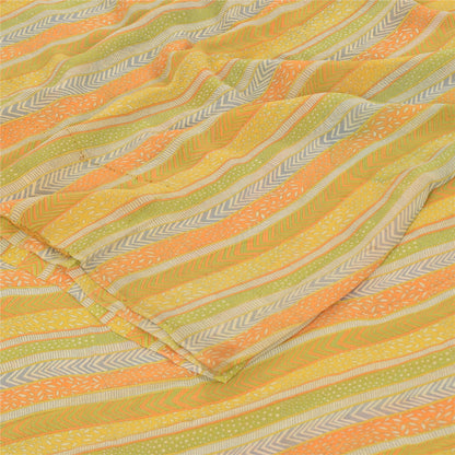 Sanskriti Vintage Sarees Multi Pure Georgette Silk Printed Sari 5yd Craft Fabric