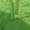 Sanskriti Vintage Sarees Green Pure Georgette Silk Printed Sari 5yd Craft Fabric