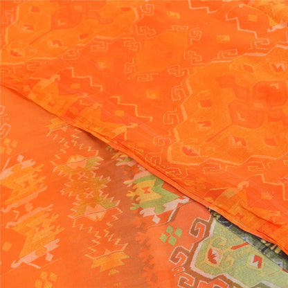 Sanskriti Vintage Sarees Multi Pure Georgette Silk Printed Sari 5yd Craft Fabric