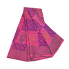 Sanskriti Vintage Sarees Pink Hand Block Print Pure Georgette Sari 5+yd Fabric