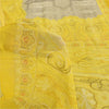 Sanskriti Vintage Sarees Yellow/Gray Pure Georgette Silk Print Sari 6+yd Fabric