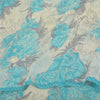 Sanskriti Vintage Sarees Ivory/Blue Pure Georgette Silk Printed Sari 5+yd Fabric