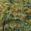 Sanskriti Vintage Sarees Green Pure Georgette Silk Print Sari 5+yd Craft Fabric