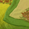 Sanskriti Vintage Sarees Green/Yellow Pure Georgette Printed Sari 5+yd Fabric