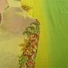 Sanskriti Vintage Sarees Green/Yellow Pure Georgette Printed Sari 5+yd Fabric