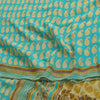 Sanskriti Vintage Sarees Blue Pure Georgette Silk Printed Sari 5+yd Craft Fabric