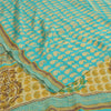 Sanskriti Vintage Sarees Blue Pure Georgette Silk Printed Sari 5+yd Craft Fabric