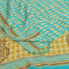 Sanskriti Vintage Sarees Blue Pure Georgette Silk Printed Sari 5+yd Craft Fabric