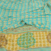 Sanskriti Vintage Sarees Blue Pure Georgette Silk Printed Sari 5+yd Craft Fabric