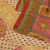 Sanskriti Vintage Sarees Cream Pure Georgette Silk Print Sari 5+yd Craft Fabric