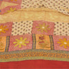 Sanskriti Vintage Sarees Cream Pure Georgette Silk Print Sari 5+yd Craft Fabric