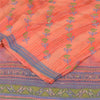 Sanskriti Vintage Sarees Peach Pure Georgette Silk Printed Sari 6yd Craft Fabric