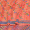 Sanskriti Vintage Sarees Peach Pure Georgette Silk Printed Sari 6yd Craft Fabric