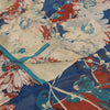 Sanskriti Vintage Sarees Ivory/Blue Pure Georgette Print Sari 5+yd Craft Fabric