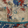 Sanskriti Vintage Sarees Ivory/Blue Pure Georgette Print Sari 5+yd Craft Fabric