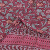 Sanskriti Vintage Sarees Mauve Pure Georgette Silk Print Sari 5+yd Craft Fabric