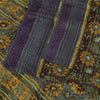 Sanskriti Vintage Sarees Yellow/Purple Pure Georgette Woven Print Sari Fabric