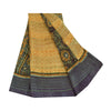 Sanskriti Vintage Sarees Yellow/Purple Pure Georgette Woven Print Sari Fabric