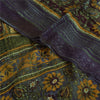 Sanskriti Vintage Sarees Yellow/Purple Pure Georgette Woven Print Sari Fabric