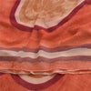 Sanskriti Vintage Sarees Peach Pure Georgette Silk Print Sari 6yd Craft Fabric