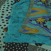 Sanskriti Vintage Sarees Blue Pure Georgette Silk Printed Sari 5+yd Craft Fabric