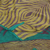 Sanskriti Vintage Sarees Yellow/Purple Pure Georgette Printed Sari 5+yd Fabric