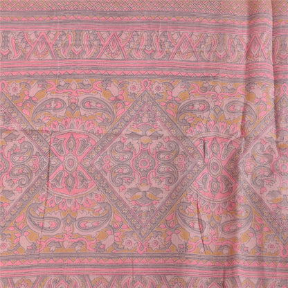 Sanskriti Vintage Sarees Pink Pure Georgette Silk Printed Sari 6+yd Craft Fabric