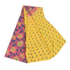 Sanskriti Vintage Sarees Yellow/Pink Pure Georgette Print Sari 5+yd Craft Fabric