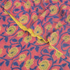 Sanskriti Vintage Sarees Yellow/Pink Pure Georgette Print Sari 5+yd Craft Fabric