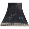 Sanskriti Vintage Sarees Black/Ivory Pure Georgette Silk Print Sari 5+yd Fabric