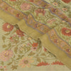 Sanskriti Vintage Sarees Cream Pure Georgette Silk Printed Sari 6yd Craft Fabric