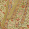 Sanskriti Vintage Sarees Cream Pure Georgette Silk Printed Sari 6yd Craft Fabric