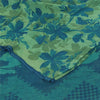 Sanskriti Vintage Sarees Green/Blue Pure Georgette Print Sari 5+yd Craft Fabric