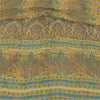 Sanskriti Vintage Sarees Cream Pure Georgette Block Print Sari 6yd Craft Fabric