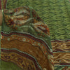 Sanskriti Vintage Sarees Green Pure Georgette Silk Print Sari 5+yd Craft Fabric