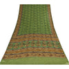 Sanskriti Vintage Sarees Green Pure Georgette Silk Print Sari 5+yd Craft Fabric