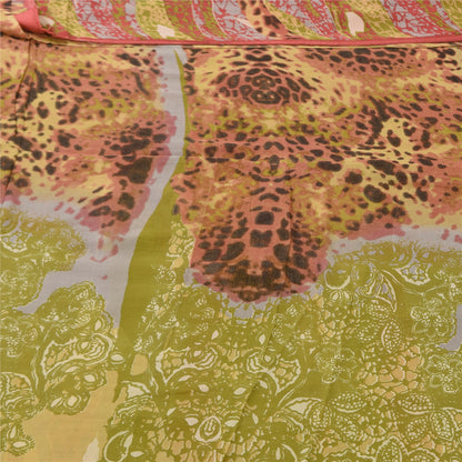 Sanskriti Vintage Sarees Multi Pure Georgette Silk Print Sari 5+yd Craft Fabric