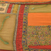 Sanskriti Vintage Sarees Hand Beaded Pure Georgette Print Sari 5+yd Craft Fabric