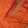 Sanskriti Vintage Sarees Pure Crepe Silk Hand Beaded Premium Sari Tie-Dye Fabric