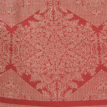 Sanskriti Vintage Dark Red Sarees Blend Cotton Woven Premium Sari Craft Fabric