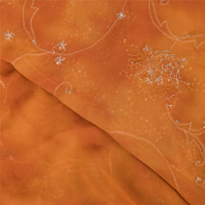 Sanskriti Vintage Sarees Pure Georgette Silk Hand Beaded Sari Tie-Dye 5yd Fabric