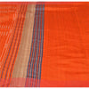 Sanskriti Vintage Orange/Blue Sarees 100% Pure Silk Hand Woven Sari Craft Fabric