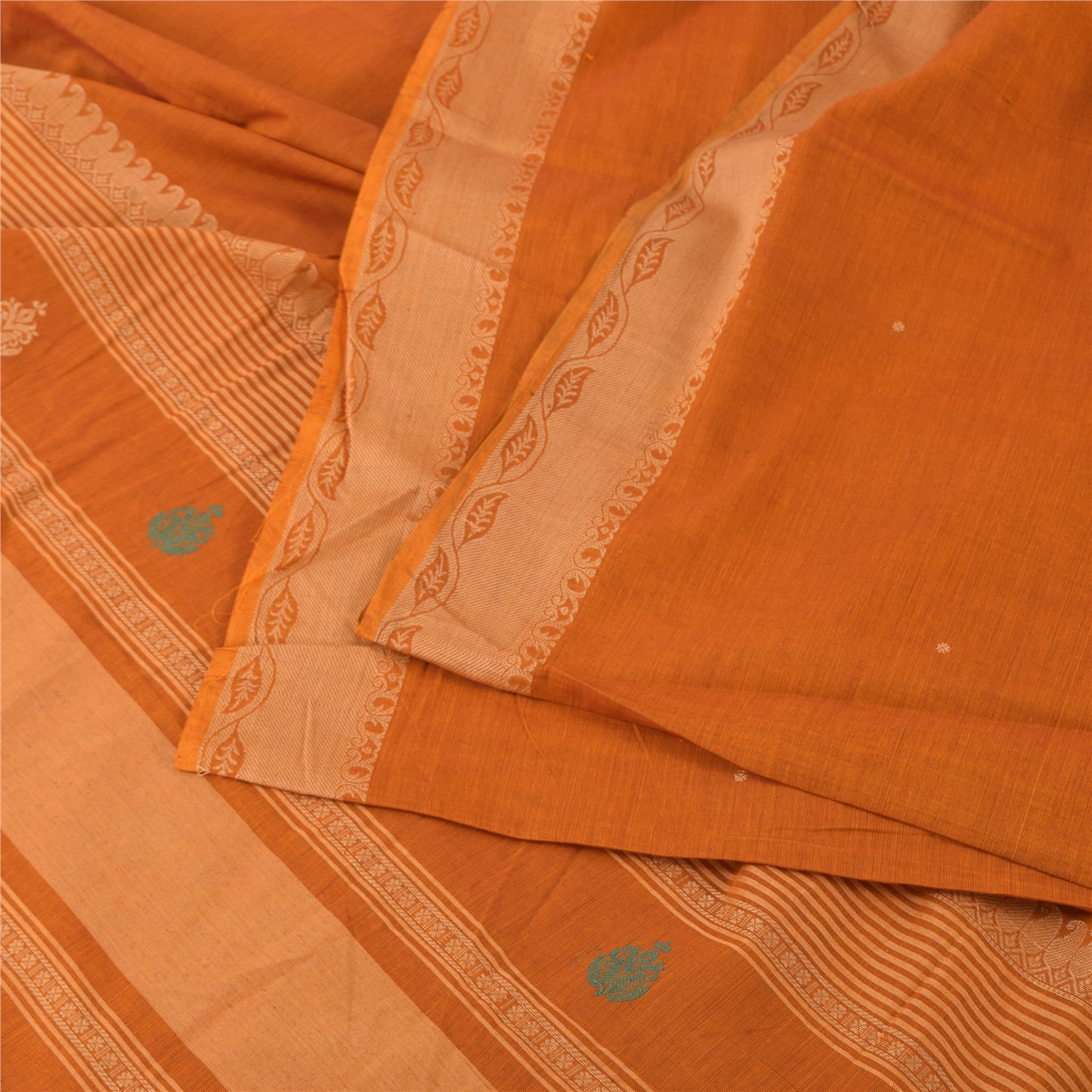 Sanskriti Vintage Indian Rust Sarees Pure Cotton Woven Bomkai Sari Ethnic Fabric