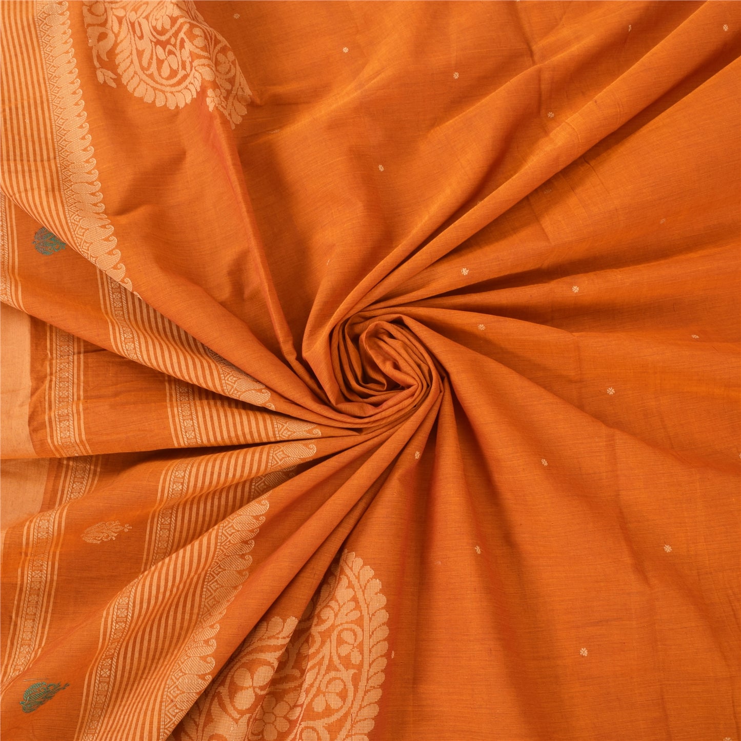 Sanskriti Vintage Indian Rust Sarees Pure Cotton Woven Bomkai Sari Ethnic Fabric