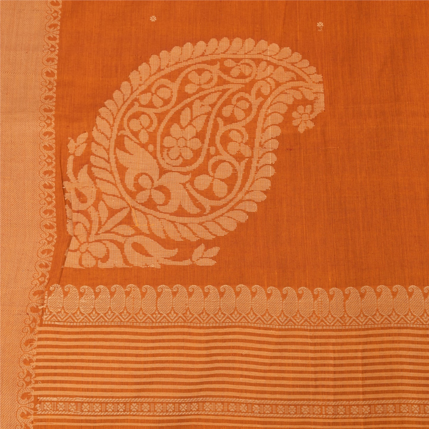 Sanskriti Vintage Indian Rust Sarees Pure Cotton Woven Bomkai Sari Ethnic Fabric