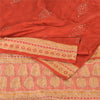 Sanskriti Vintage Orange/Cream Sarees 100Pure Silk Hand Beaded Sari Craft Fabric