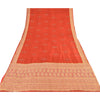 Sanskriti Vintage Orange/Cream Sarees 100Pure Silk Hand Beaded Sari Craft Fabric