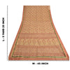 Sanskriti Vintage Sarees Peach Kota Woven Printed Cotton Sari 5yd Craft Fabric