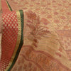 Sanskriti Vintage Sarees Peach Kota Woven Printed Cotton Sari 5yd Craft Fabric